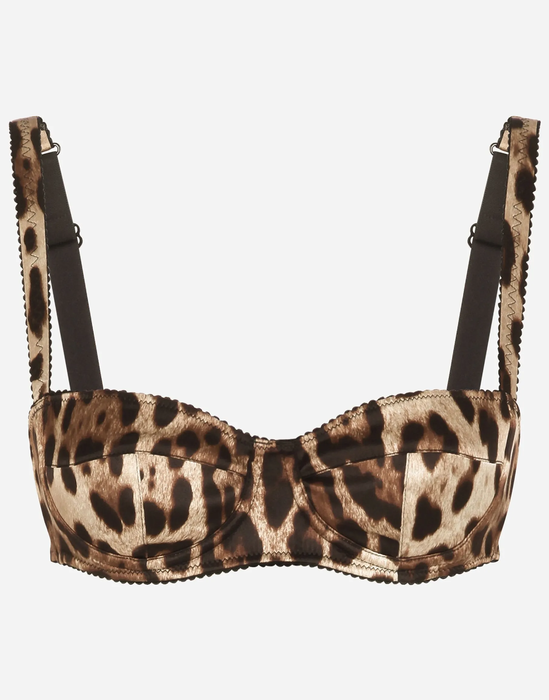Leopard-print satin balconette bra