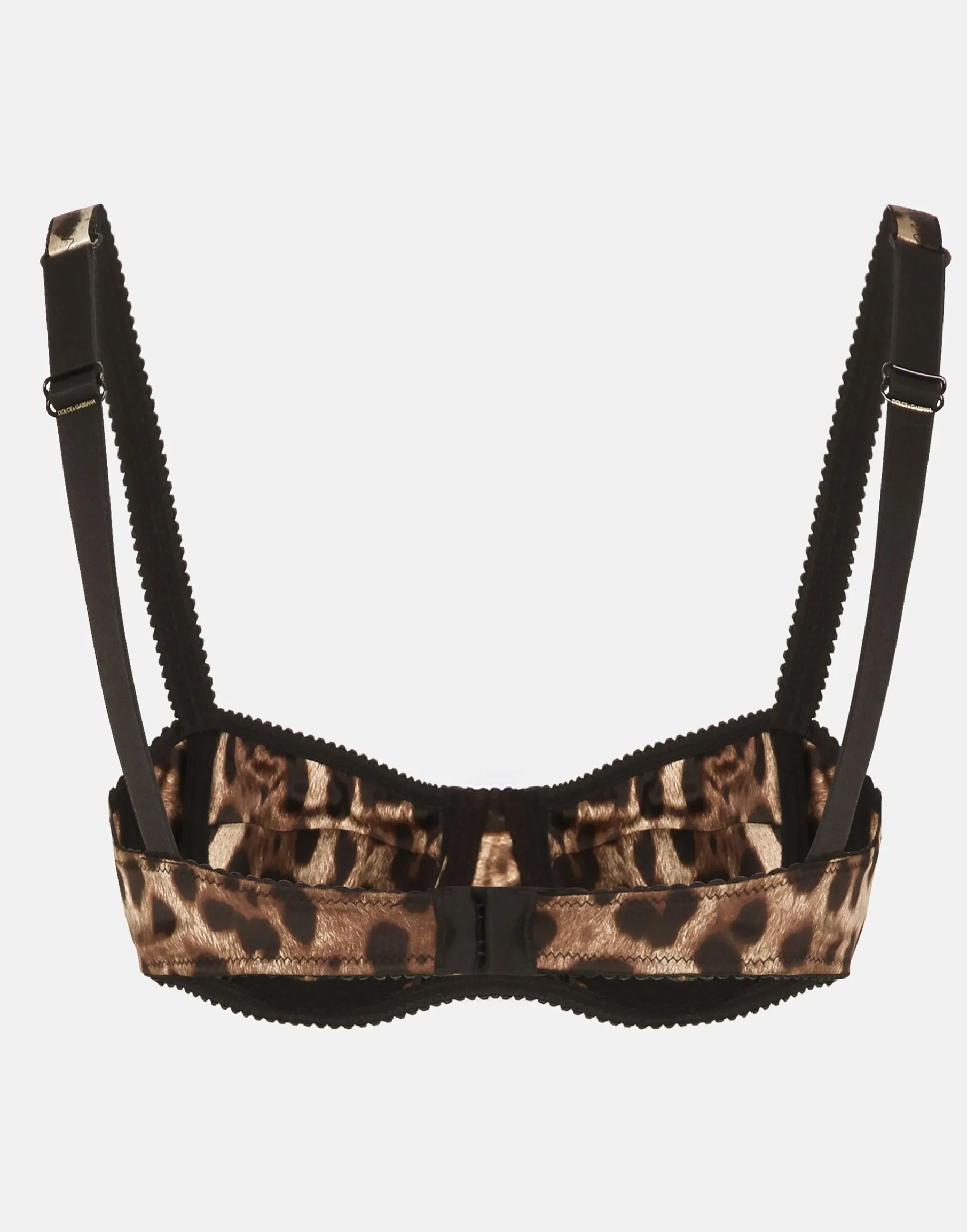 Leopard-print satin balconette bra