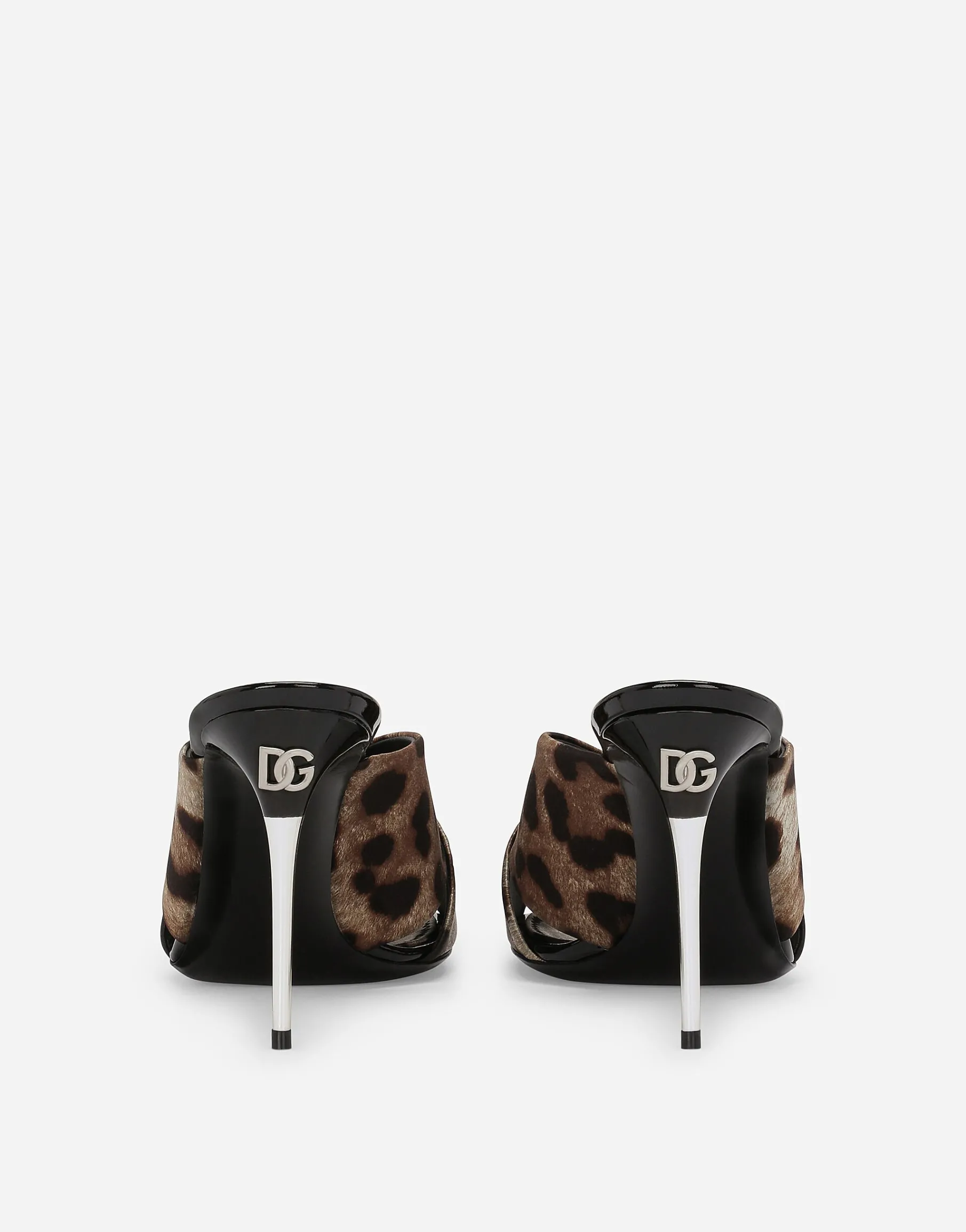 Leopard-print satin mules