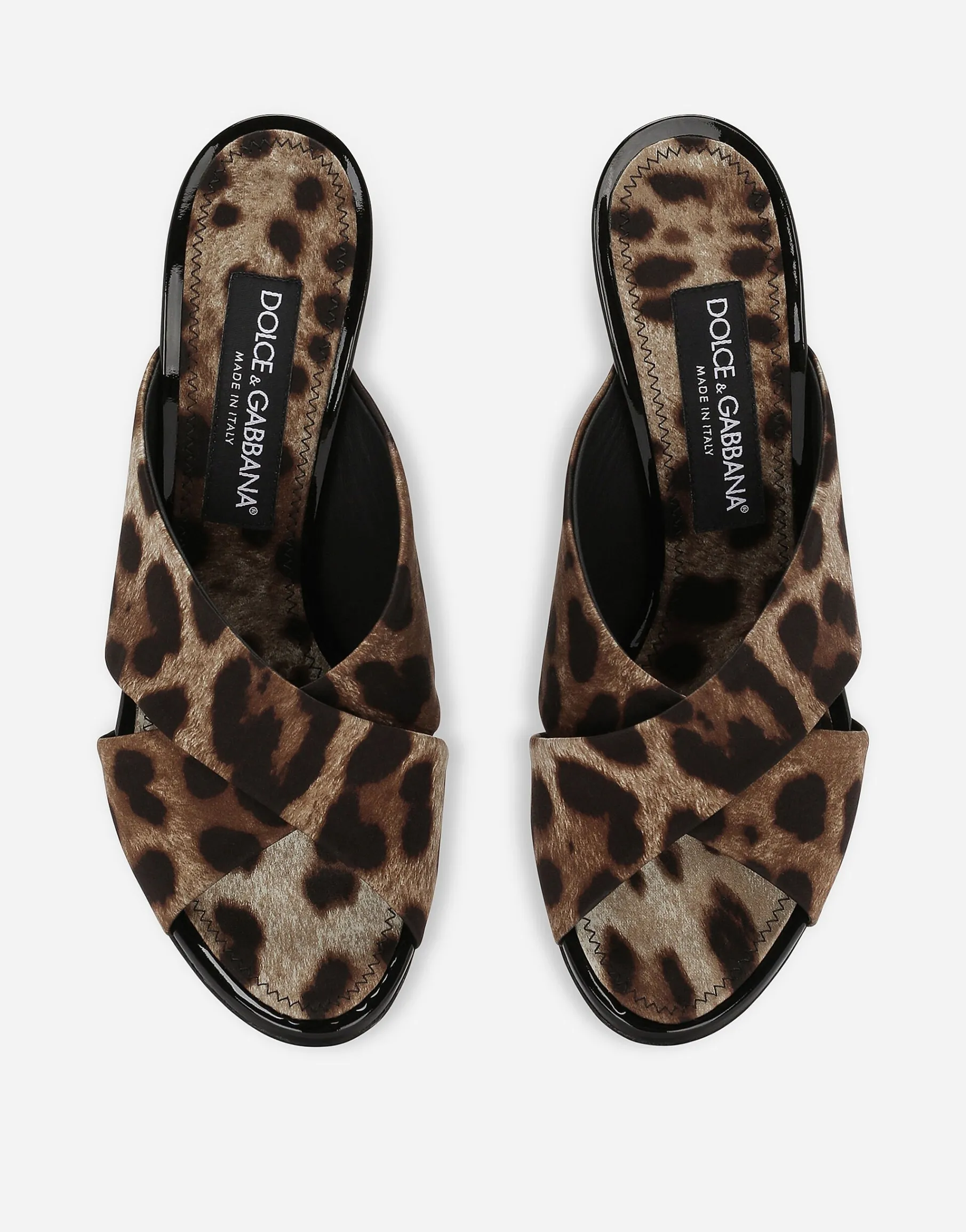 Leopard-print satin mules