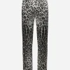 Leopard-print satin pants