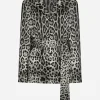 Leopard-print satin robe