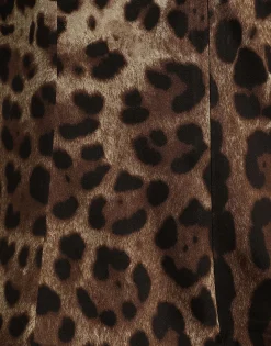Leopard-print satin top with lace inlay