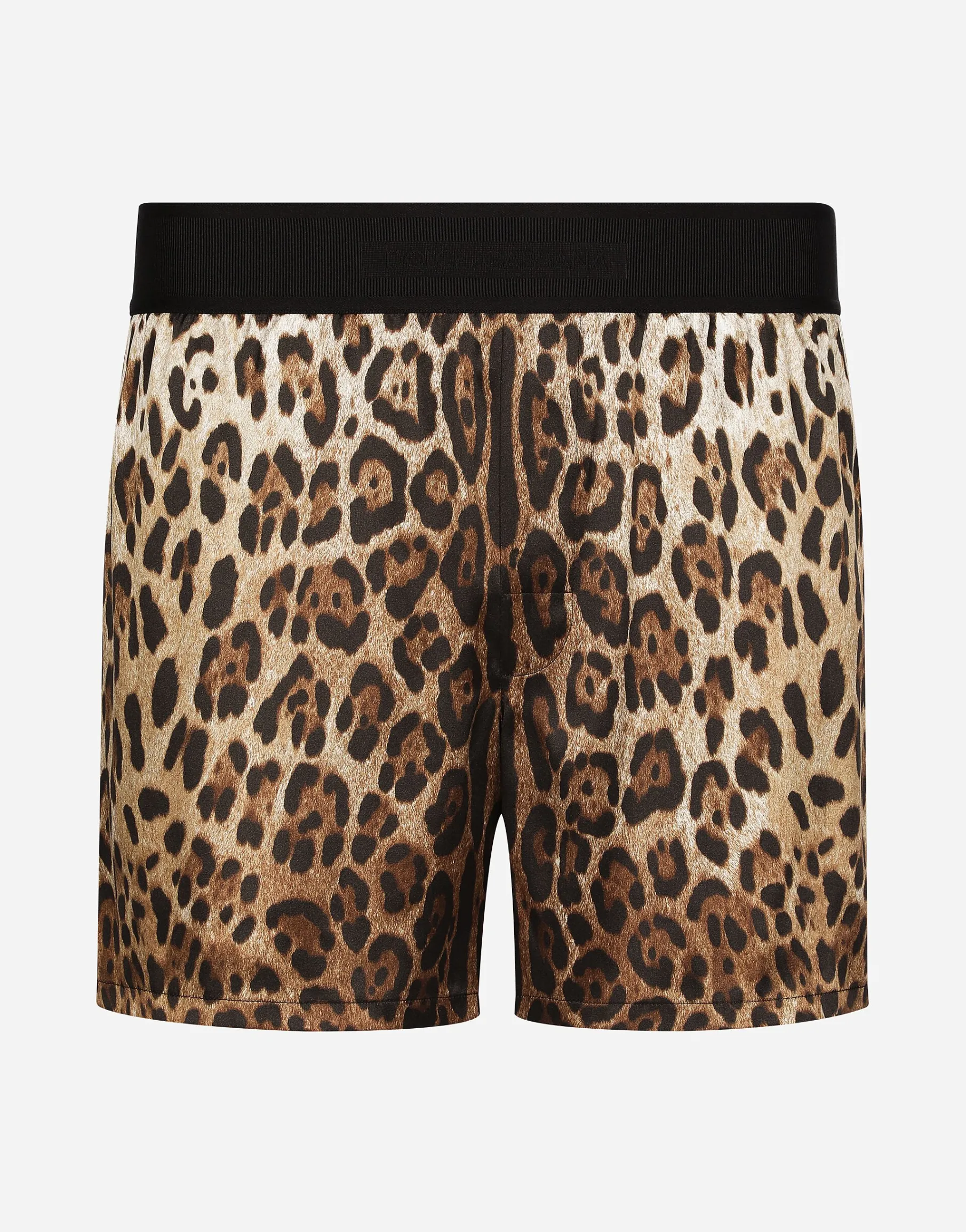 Leopard-print silk shorts