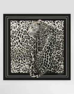 Leopard-print silk twill foulard (90x90)