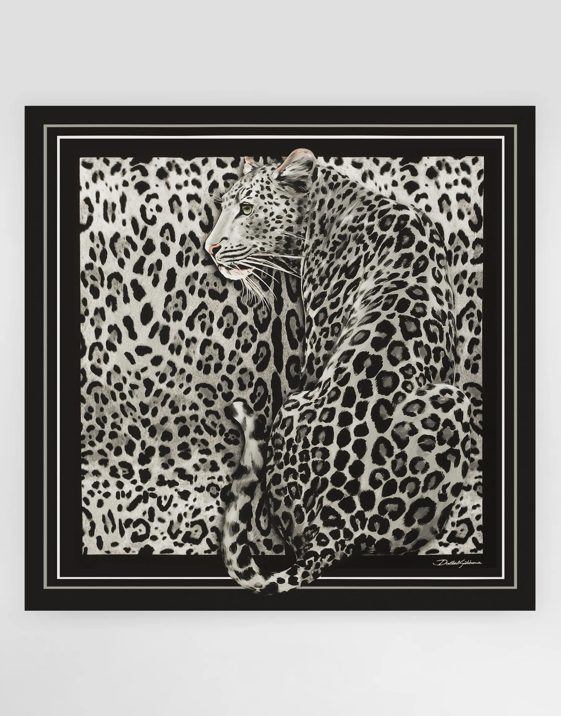 Leopard-print silk twill foulard (90x90)
