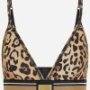 Leopard-print spandex/jersey bralet