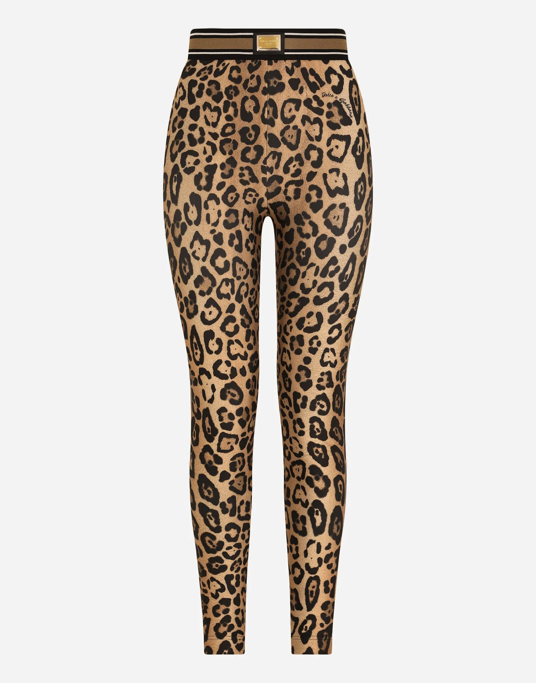 Leopard-print spandex/jersey leggings
