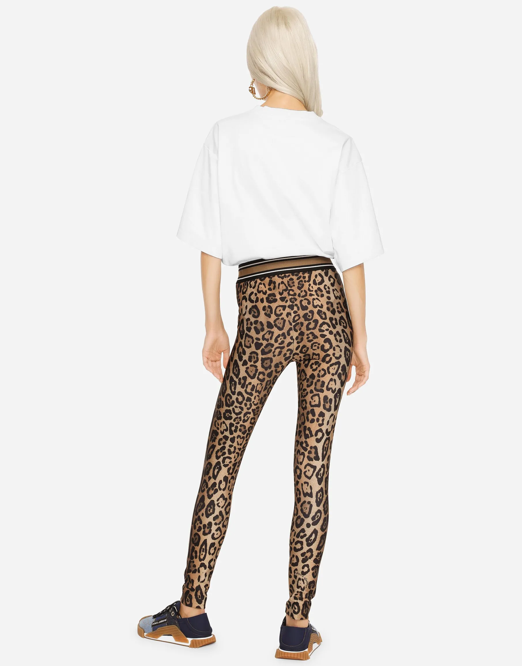 Leopard-print spandex/jersey leggings