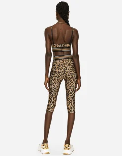Leopard-print spandex/jersey bralet