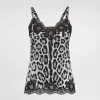 Leopard-print stretch silk satin lingerie-style top