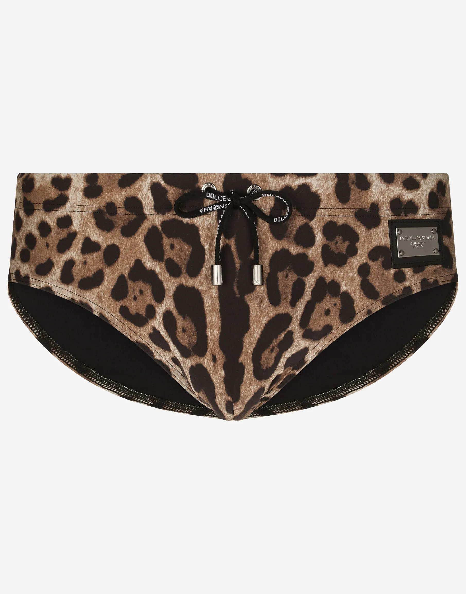 Leopard-print swim briefs