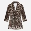 Leopard-print terrycloth bathrobe