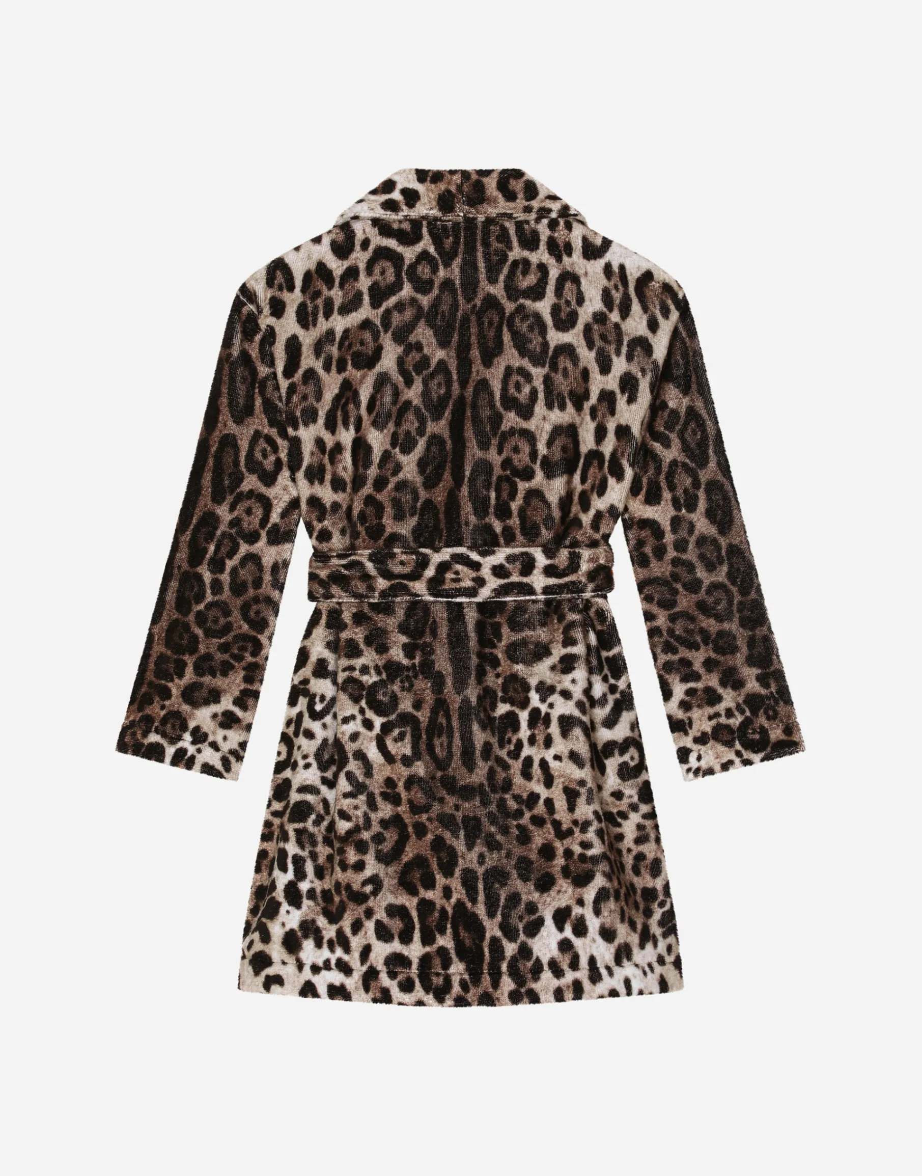 Leopard-print terrycloth bathrobe