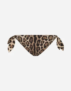 Leopard-print tie bikini bottoms