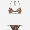 Leopard-print triangle bikini