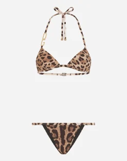 Leopard-print triangle bikini