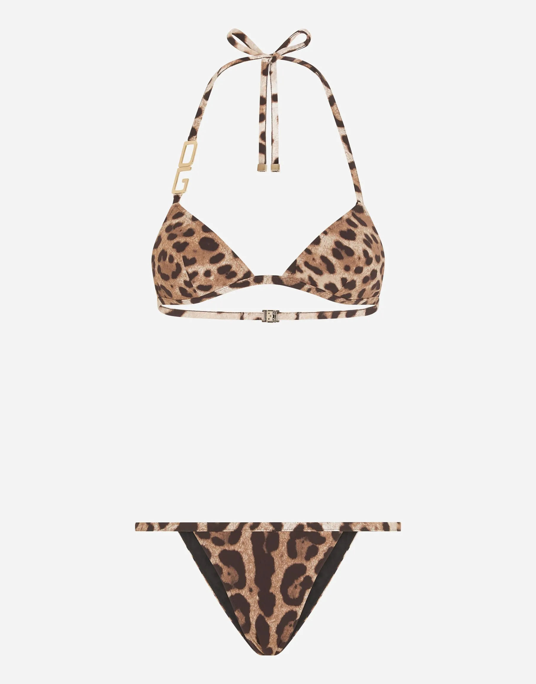 Leopard-print triangle bikini