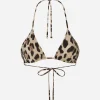 Leopard-print triangle bikini top