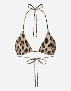 Leopard-print triangle bikini top