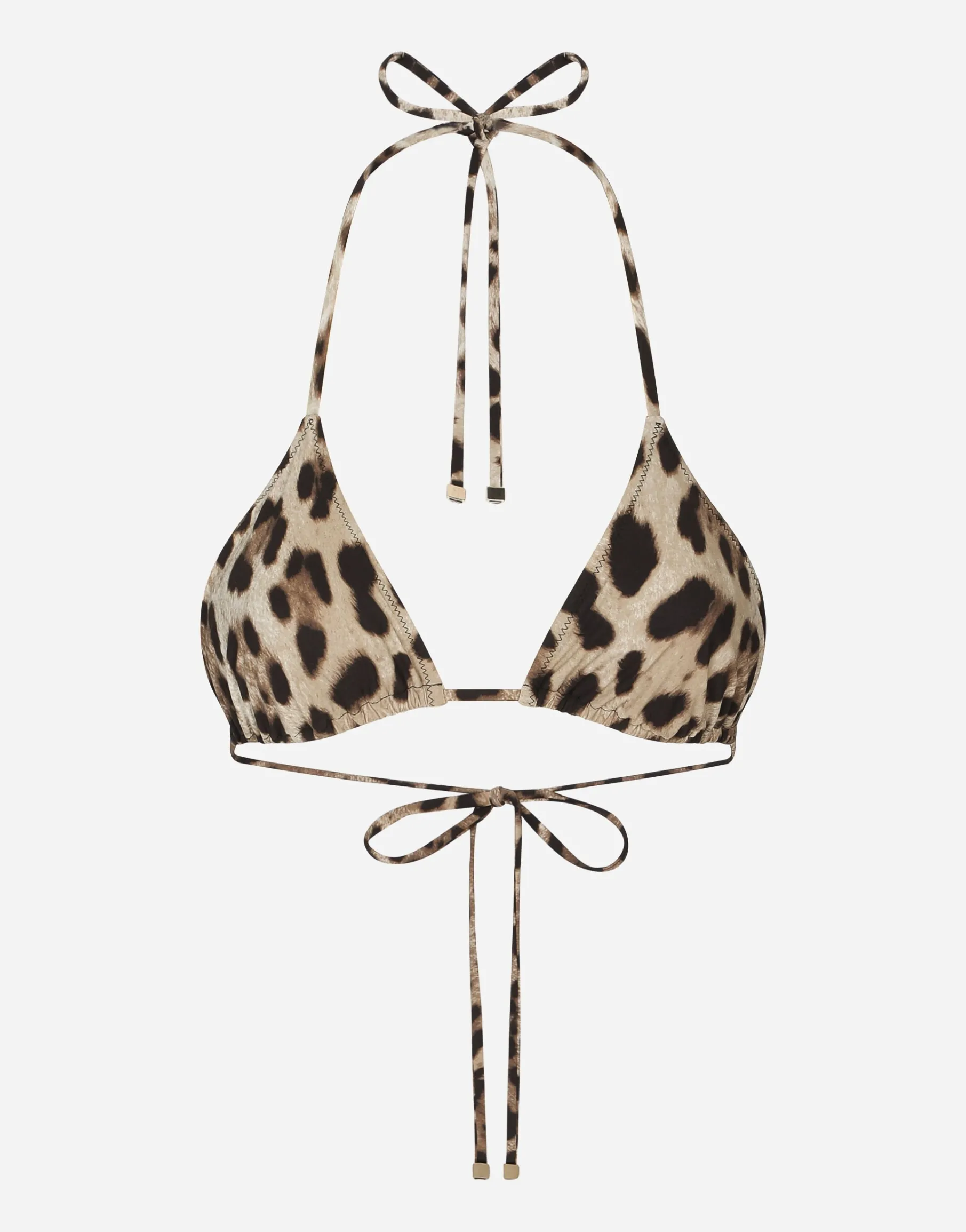 Leopard-print triangle bikini top