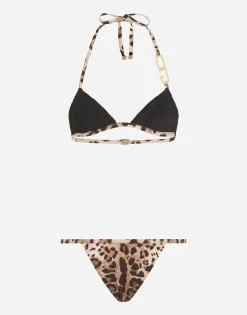 Leopard-print triangle bikini