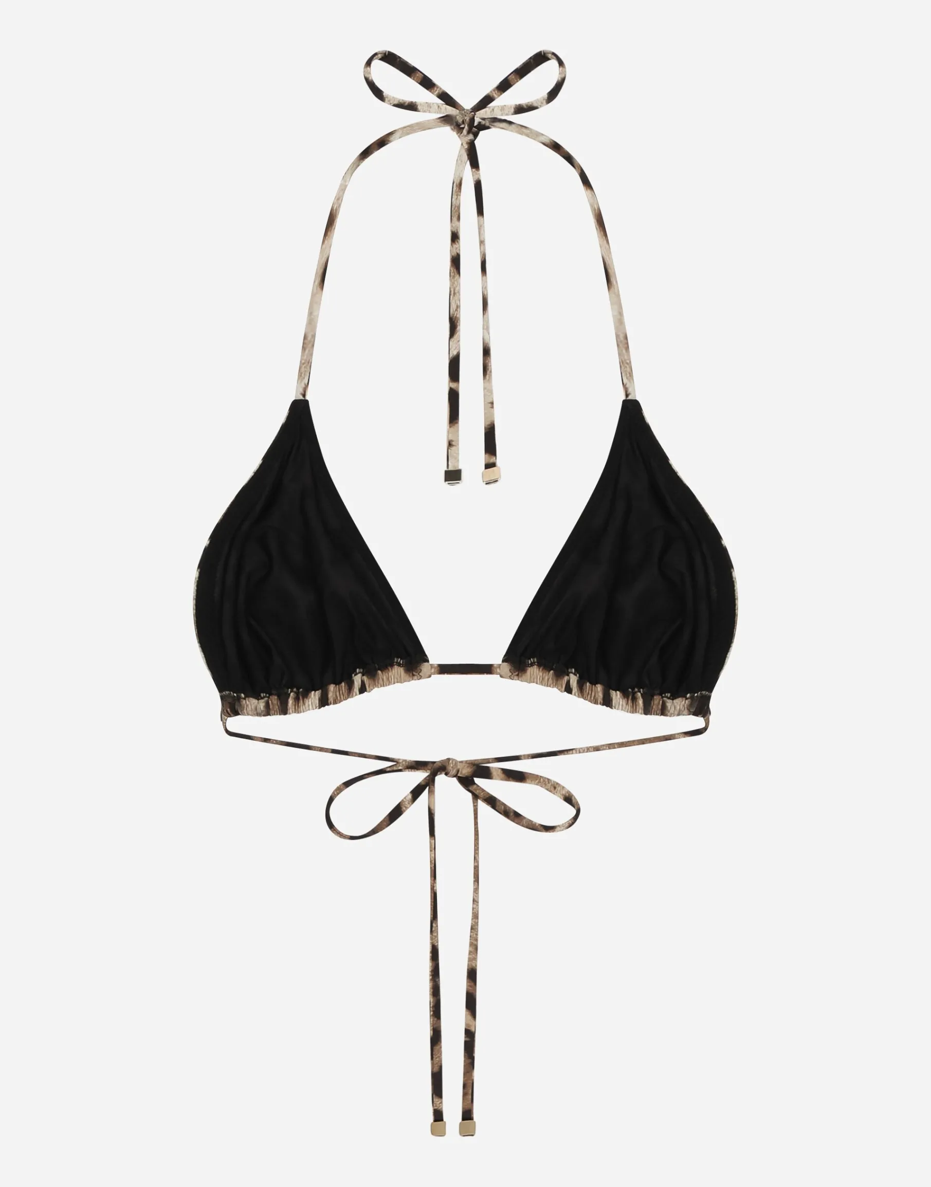 Leopard-print triangle bikini top
