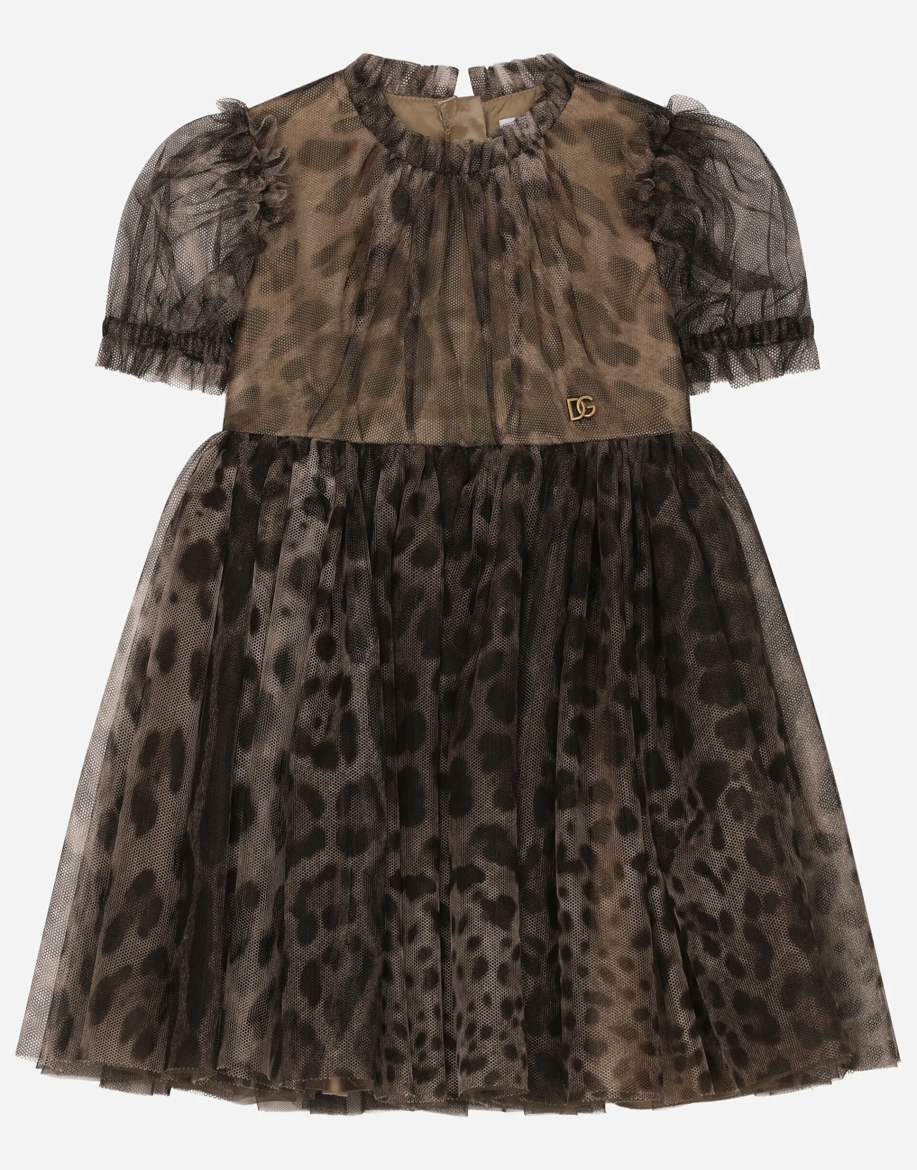 Leopard-print tulle midi dress