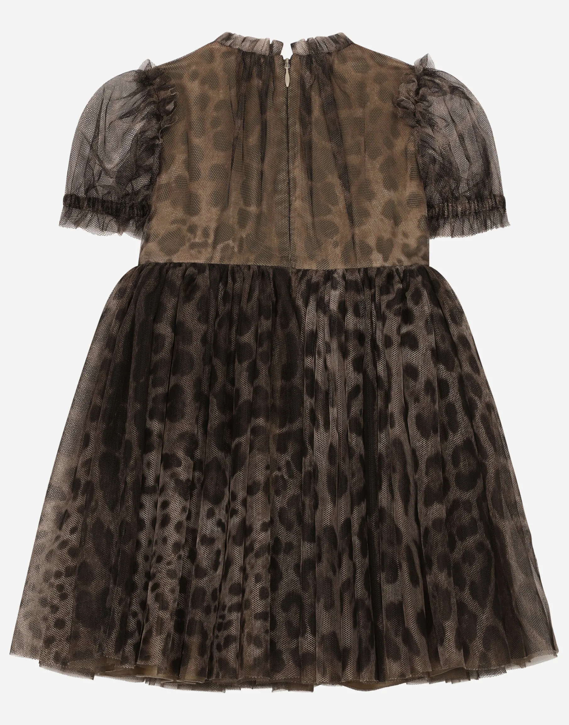 Leopard-print tulle midi dress