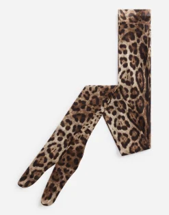 Leopard-print tulle tights