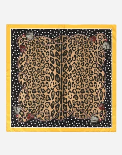 Leopard-print twill scarf (90 x 90)
