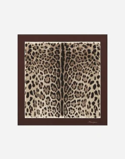 Leopard-print twill scarf (50x50)