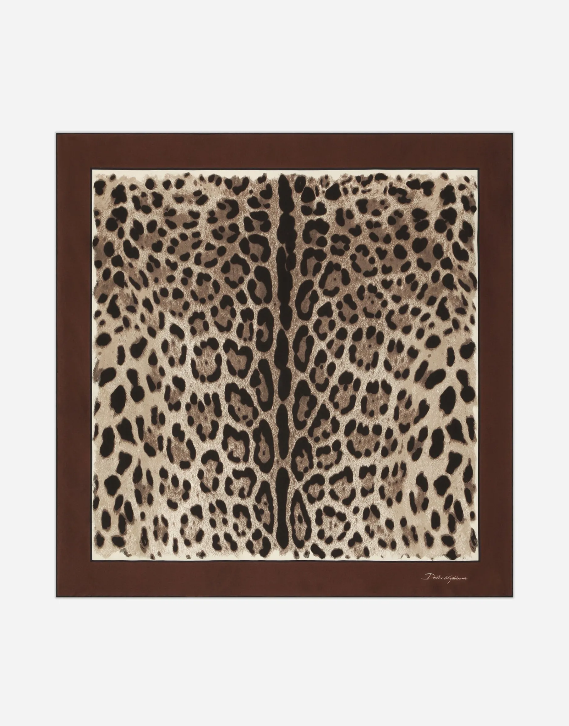 Leopard-print twill scarf (70x70)