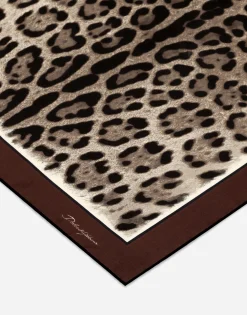 Leopard-print twill scarf (50x50)