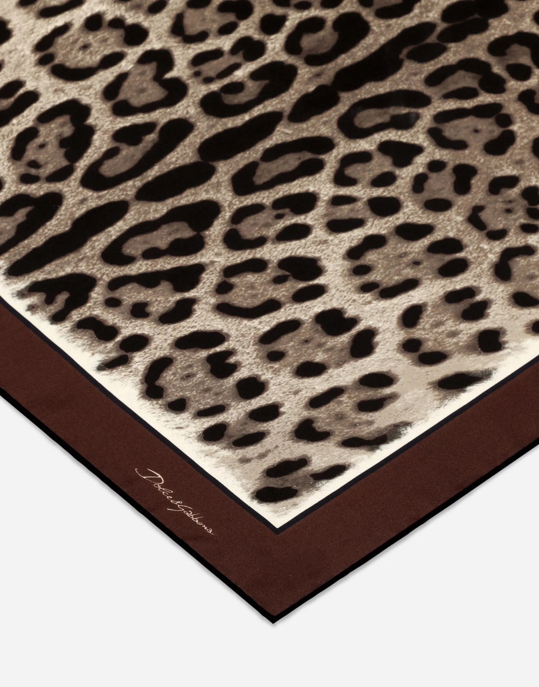Leopard-print twill scarf (50x50)