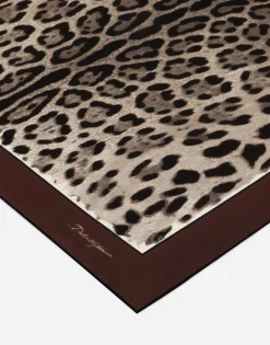 Leopard-print twill scarf (70x70)
