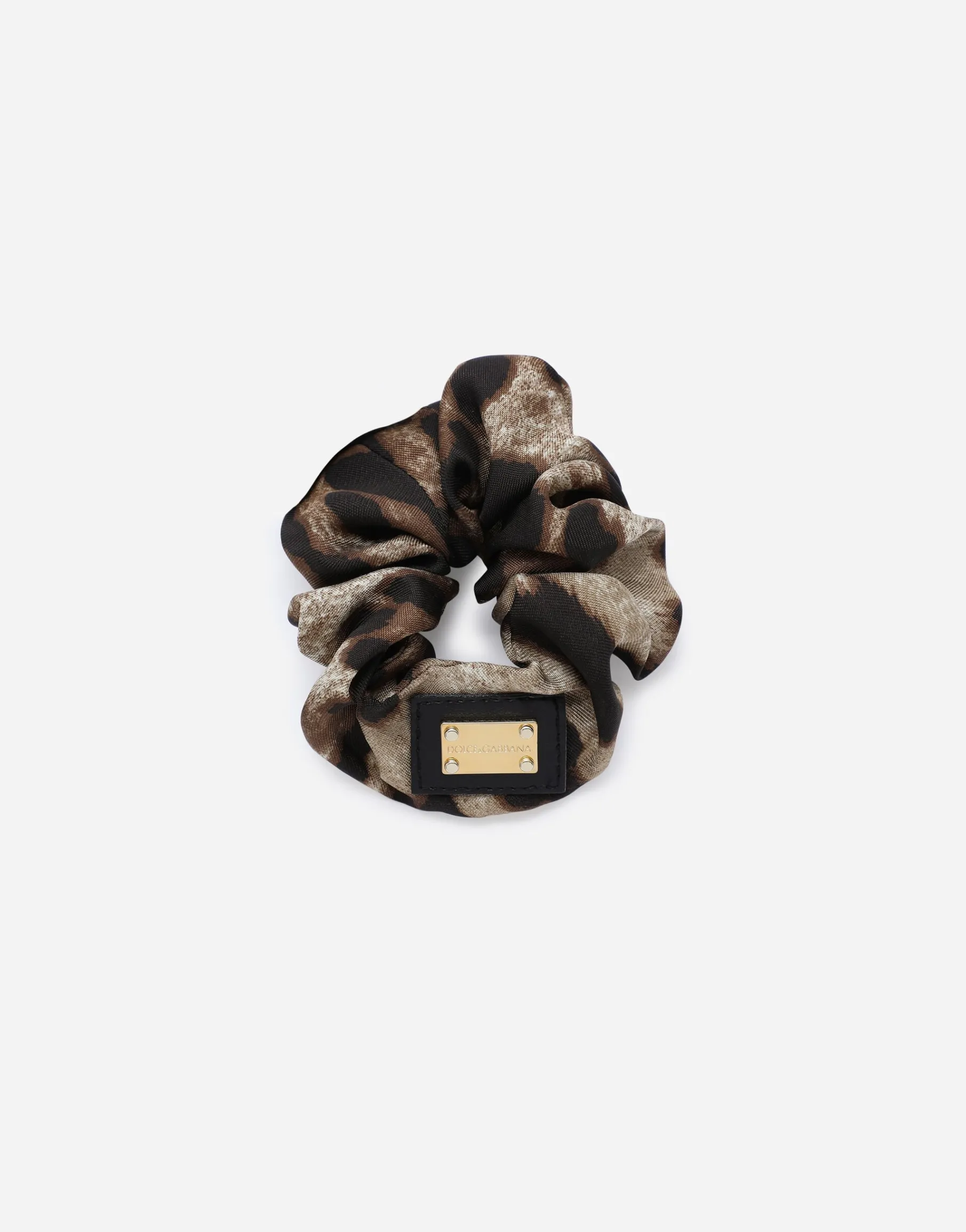 Leopard-print viscose scrunchie
