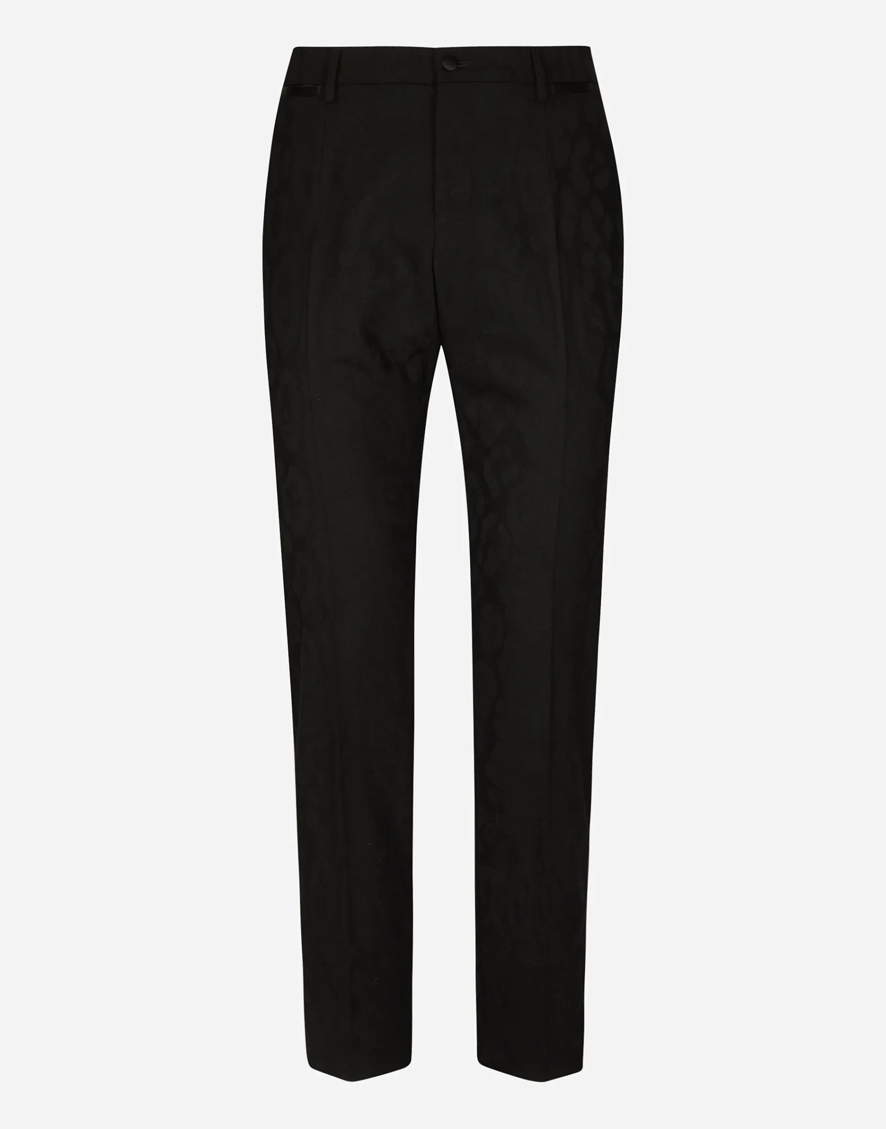 Leopard-print wool jacquard tuxedo pants