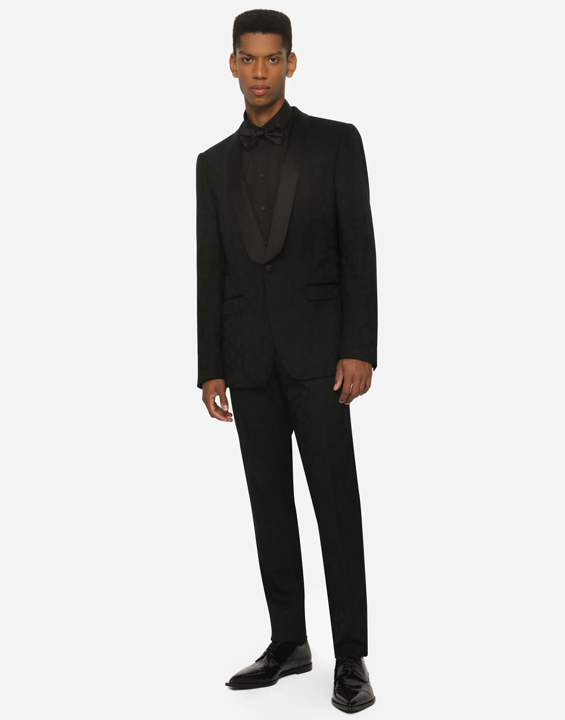 Leopard-print wool jacquard tuxedo pants