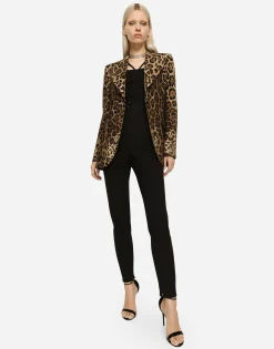 Leopard-print wool Turlington jacket