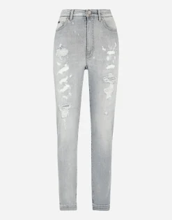 Light blue denim Grace jeans with ripped details
