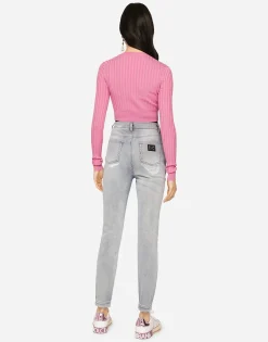 Light blue denim Grace jeans with ripped details