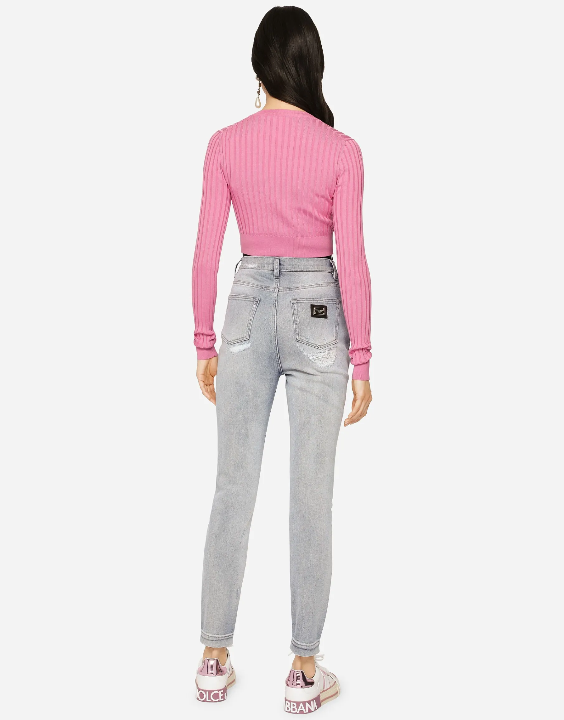 Light blue denim Grace jeans with ripped details