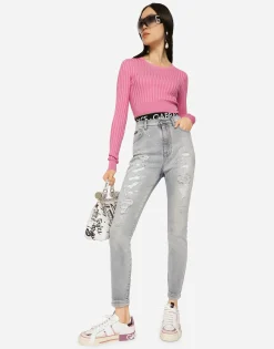 Light blue denim Grace jeans with ripped details