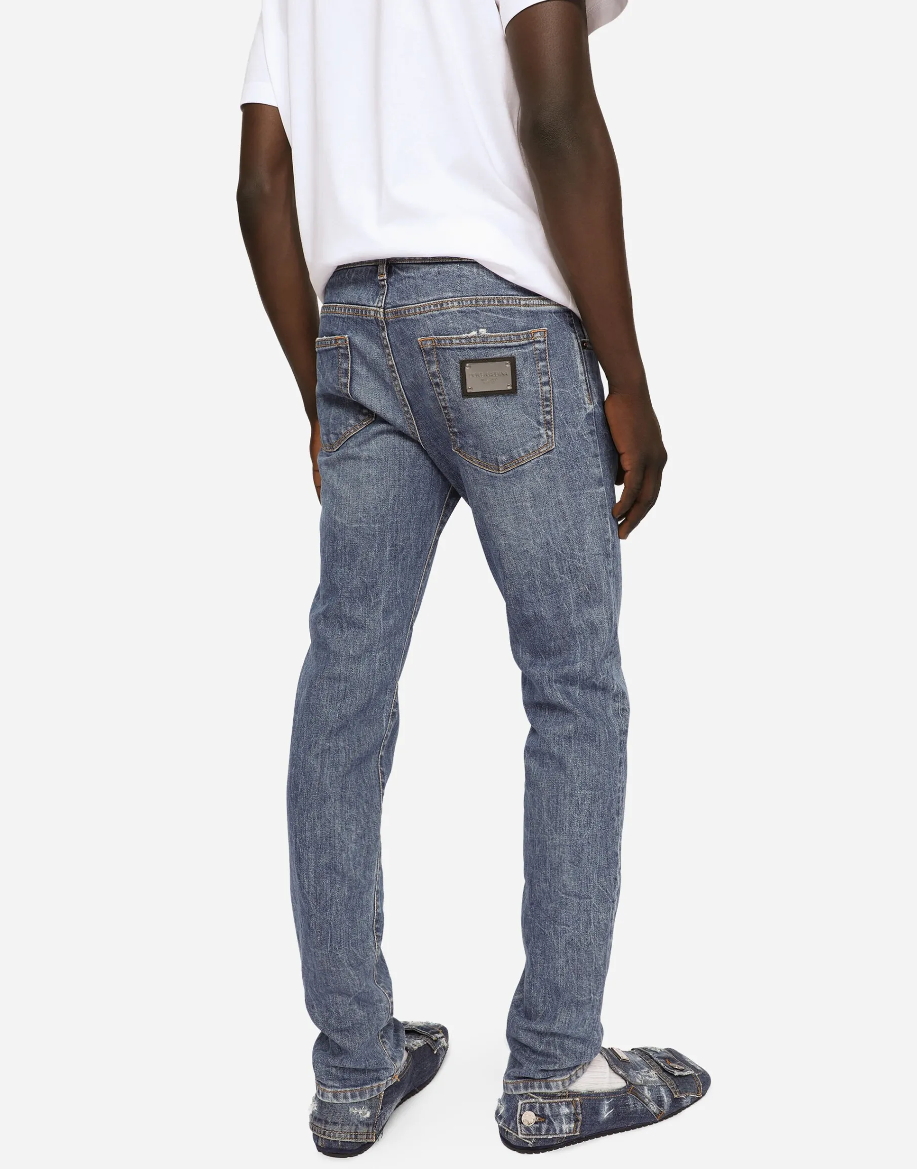 Light blue wash skinny stretch jeans