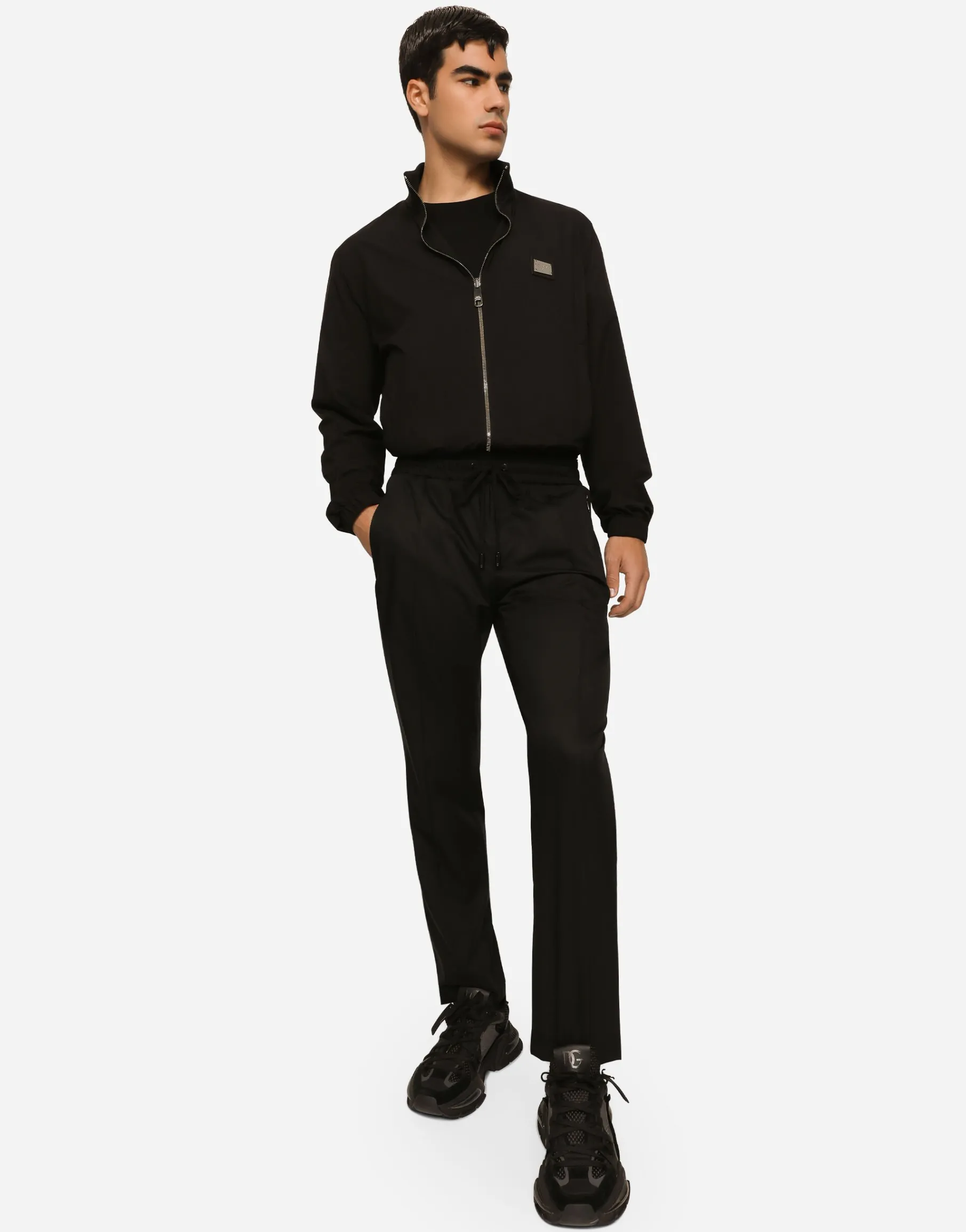 Light nylon jacket with branded tag