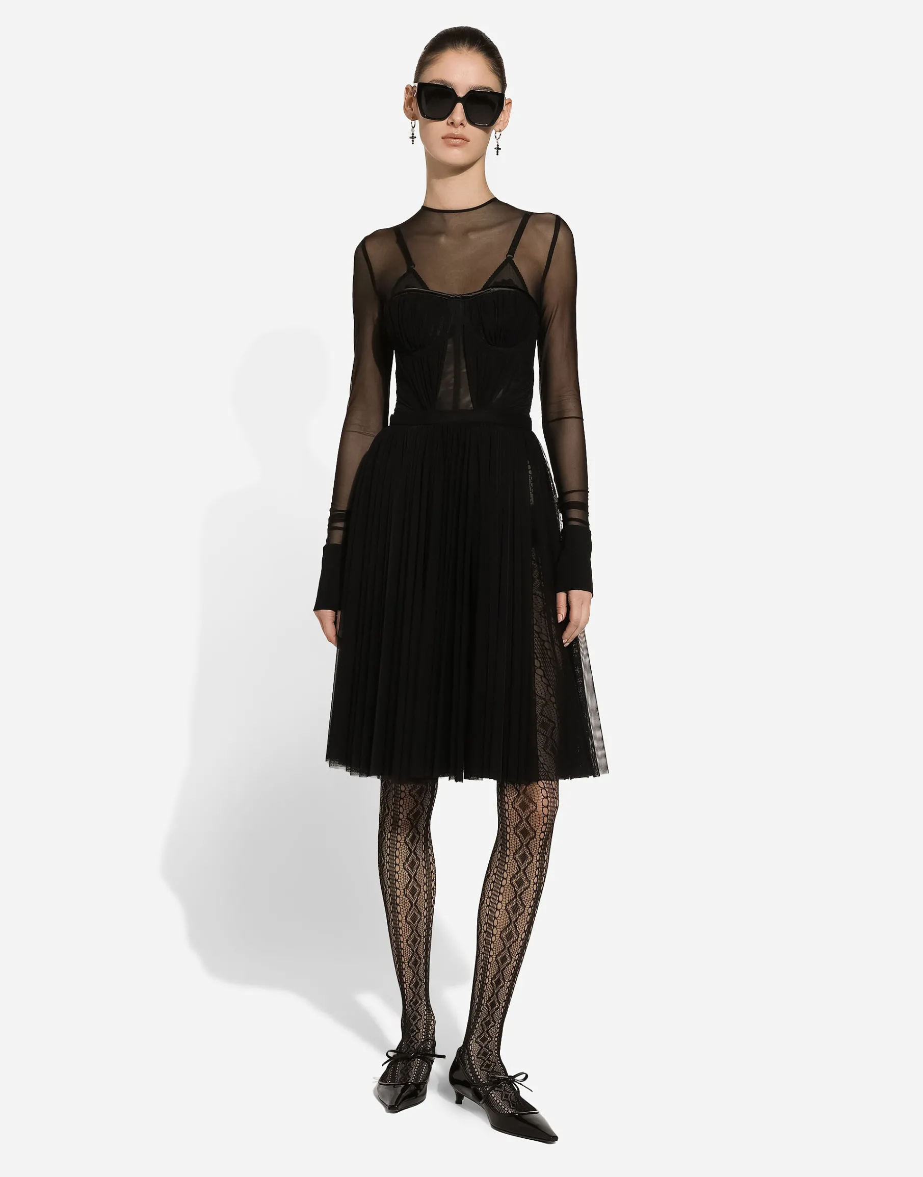 Light tulle dress with corset details