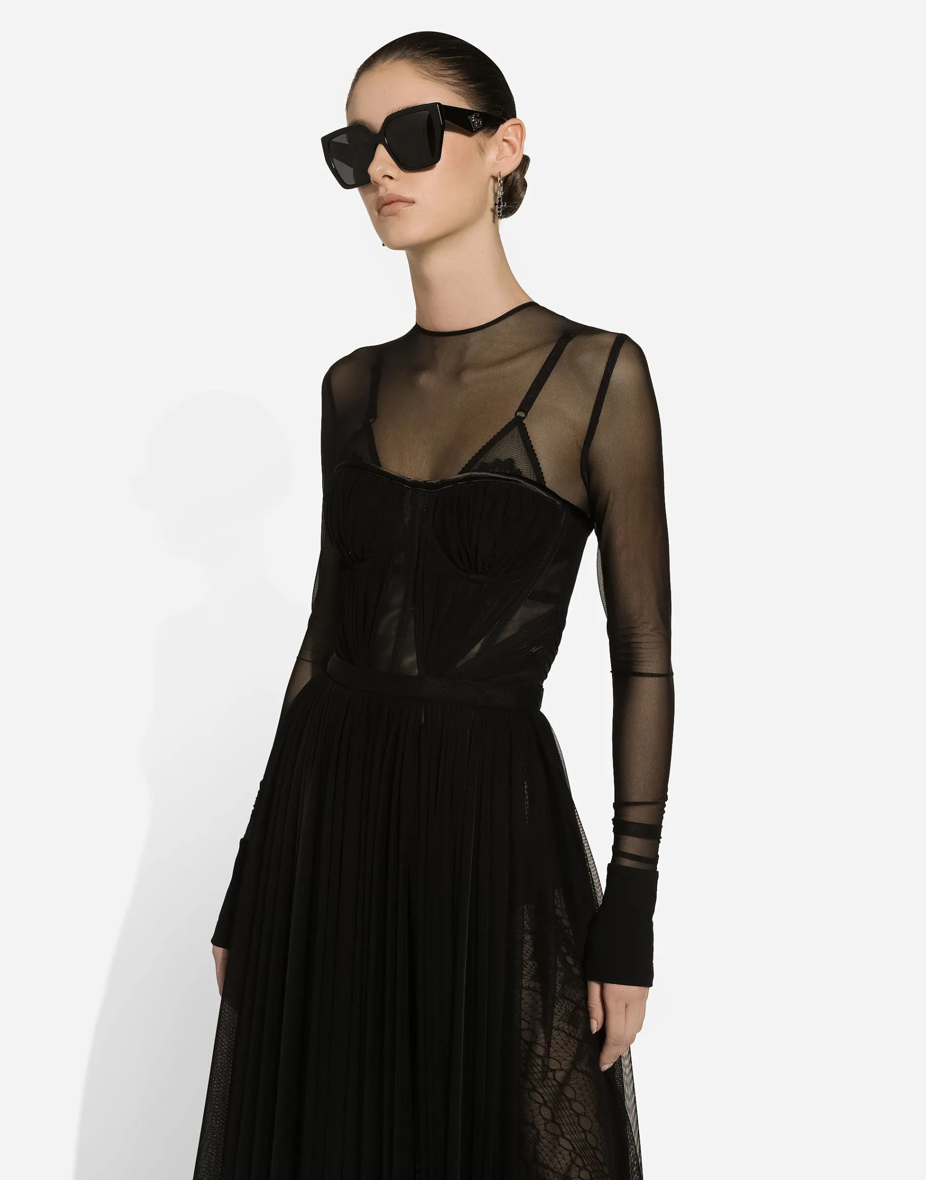 Light tulle dress with corset details