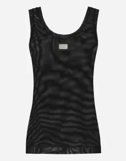 Light tulle vest top with Dolce&Gabbana logo tag
