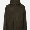 Lined technical fabric jacket with hood